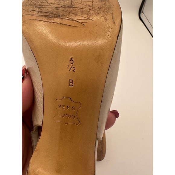 Vintage Bruno Magli Italy Heels Women's 6.5 B Cream/White Leather Slingback - Picture 11 of 11